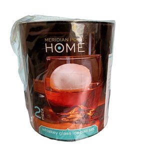 Whiskey Glass Ice Ball Set- Whiskey Glass and Ice Ball Mold - Meridian Point-NEW